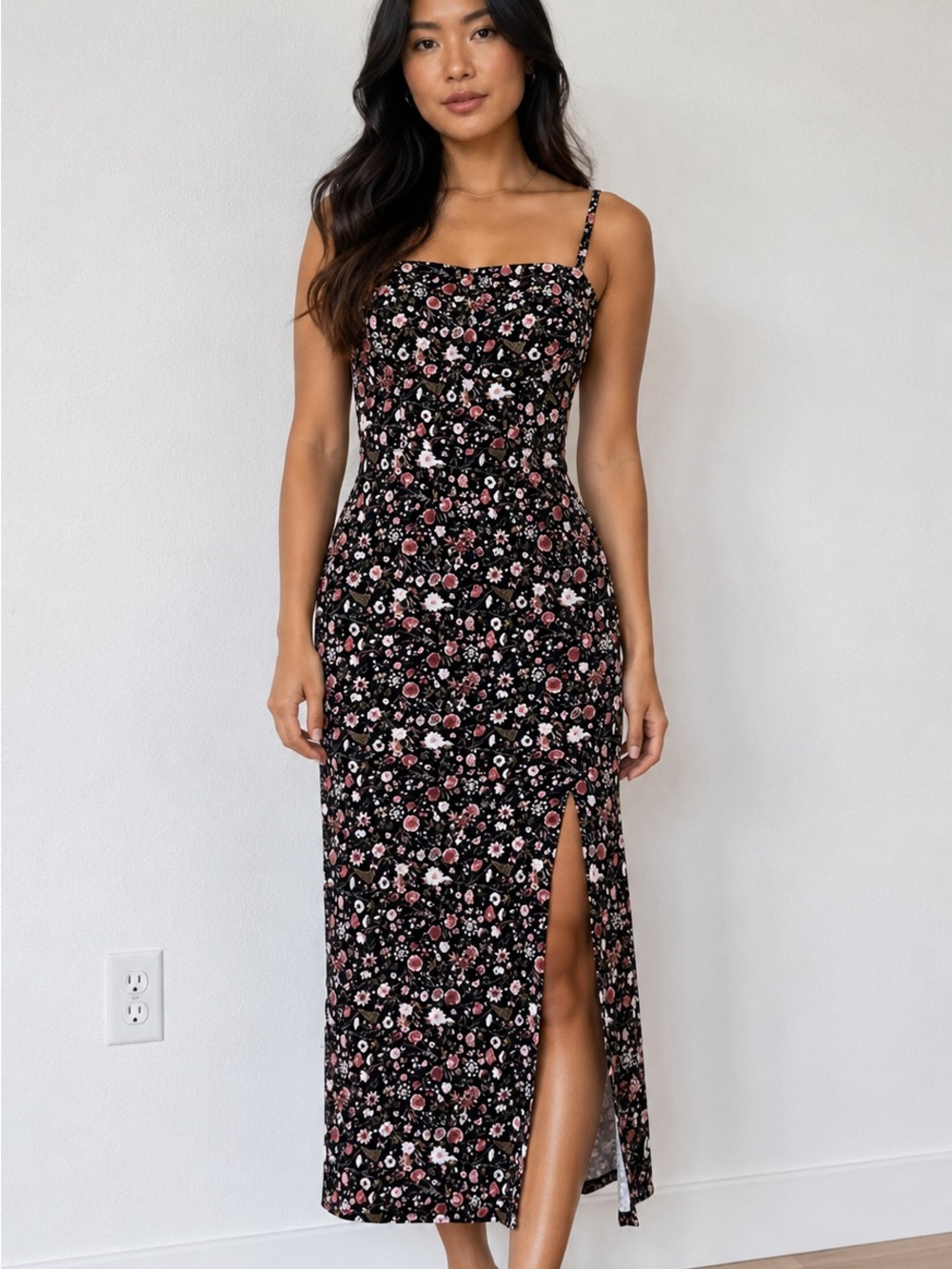 Altar’d State • NWT Ditsy Floral Strappy or Strapless Slit Column Midi Dress